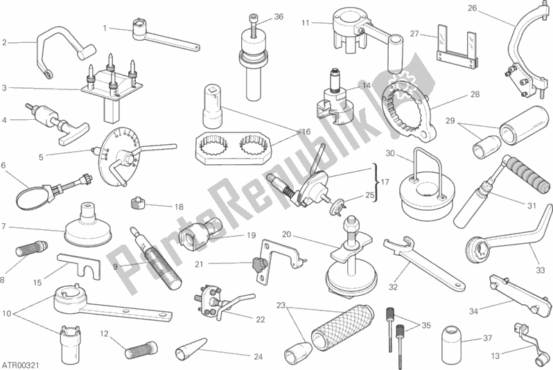 Todas as partes de Ferramentas De Serviço De Oficina, Motor do Ducati Monster 821 Dark USA 2016